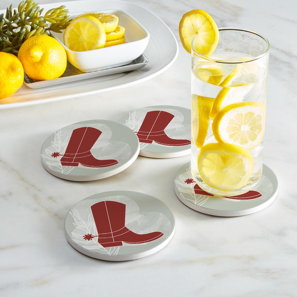 Modern Minimalist Oklahoma Boot | Absorbent Coasters | Set of 4 | Min 2