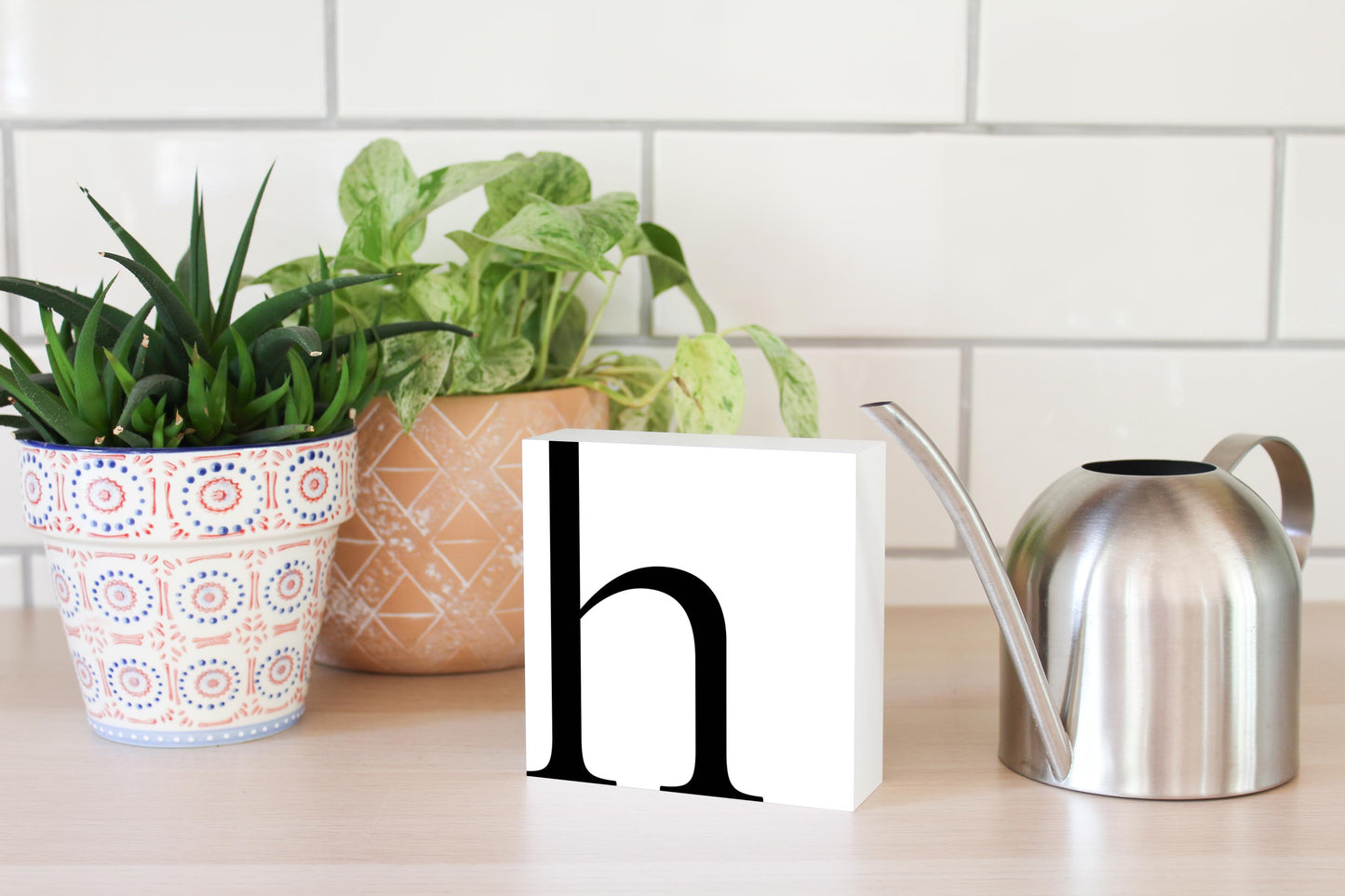 Minimal Monogram H| Wood Block | Eaches | Min 4