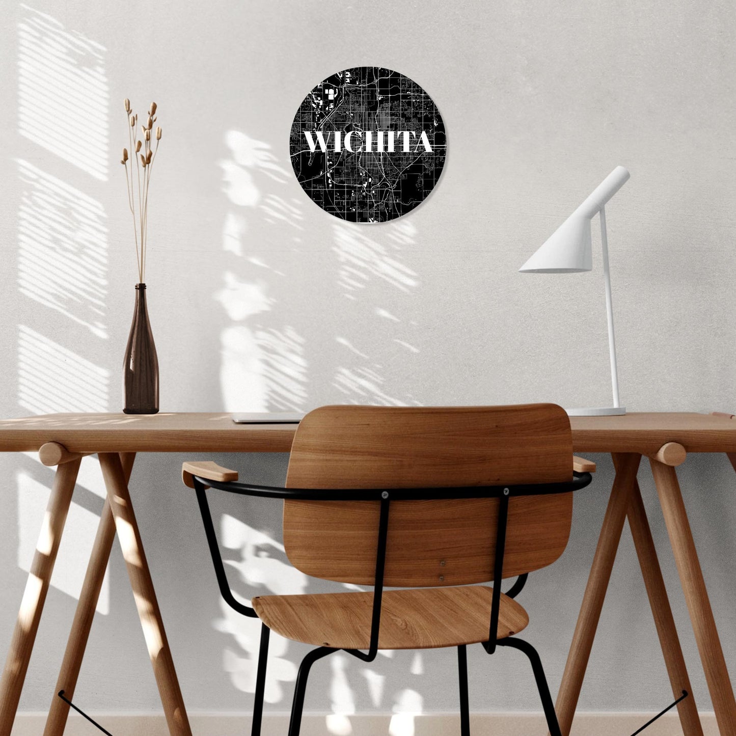 Minimalist B&W Kansas Wichita Map | Wood Sign | Eaches | Min 1