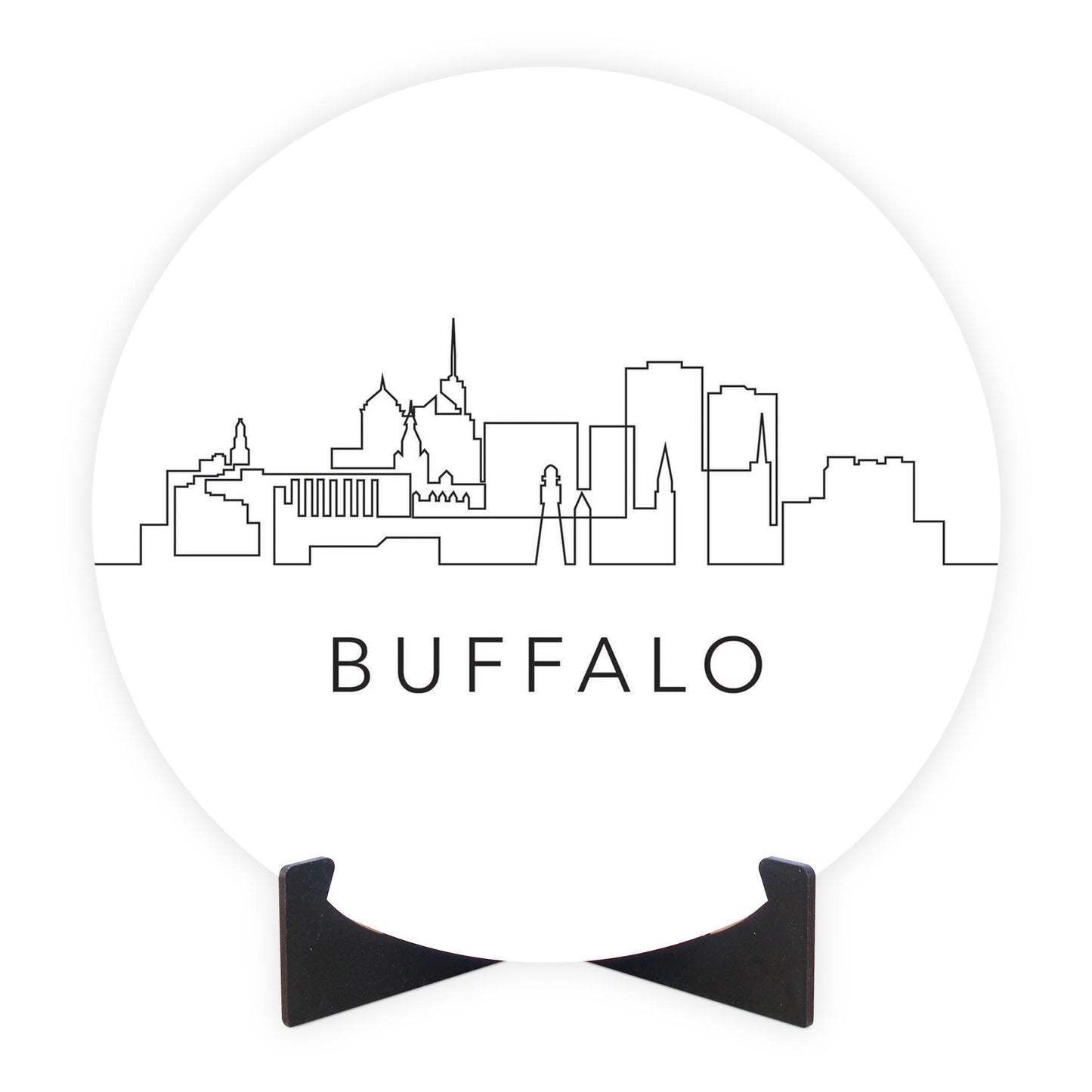 Minimalistic B&W New York Buffalo Skyline | Wood Sign | Eaches | Min 1