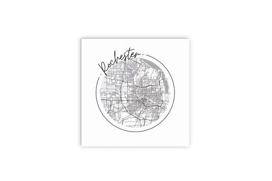 Minimalistic B&W New York Rochester Circle Map | Wood Sign | Eaches | Min 2