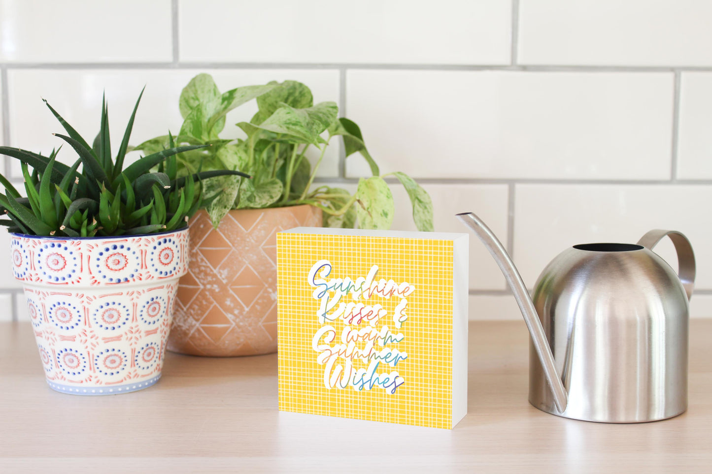 Sunshine Kisses Warm Summer Wishes | Wood Block | Eaches | Min 4