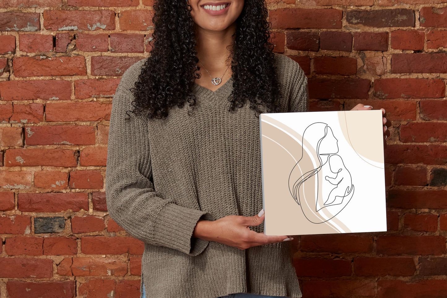 Modern Minimalist Mothers Day Mom Baby | Wood Block | Eaches | Min 2