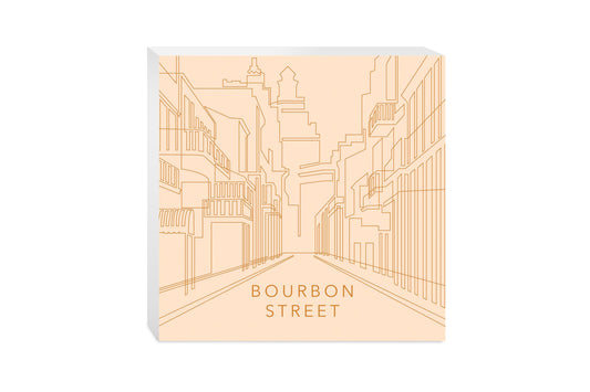 Modern Minimalist Louisiana Bourbon Street Line Drawing | Wood Block | Eaches | Min 2