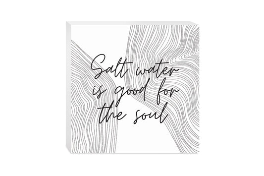 Minimalistic B&W Cape Cod Salt Water | Wood Block | Eaches | Min 2