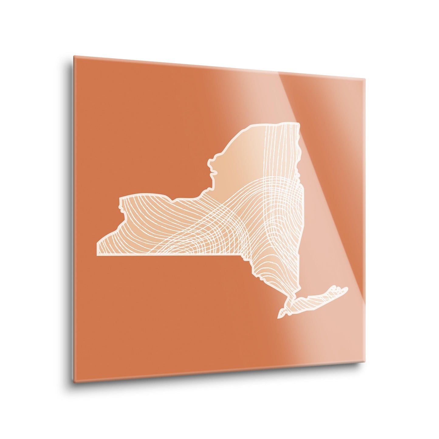 Modern Minimalist New York State Fluid Lines Dark | Hi-Def Glass Art | Eaches | Min 2