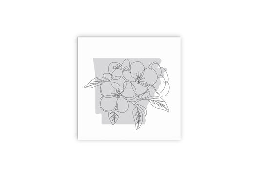 B&W Minimalist Arkansas Single Line Apple Blossoms | Wood Sign | Eaches | Min 2