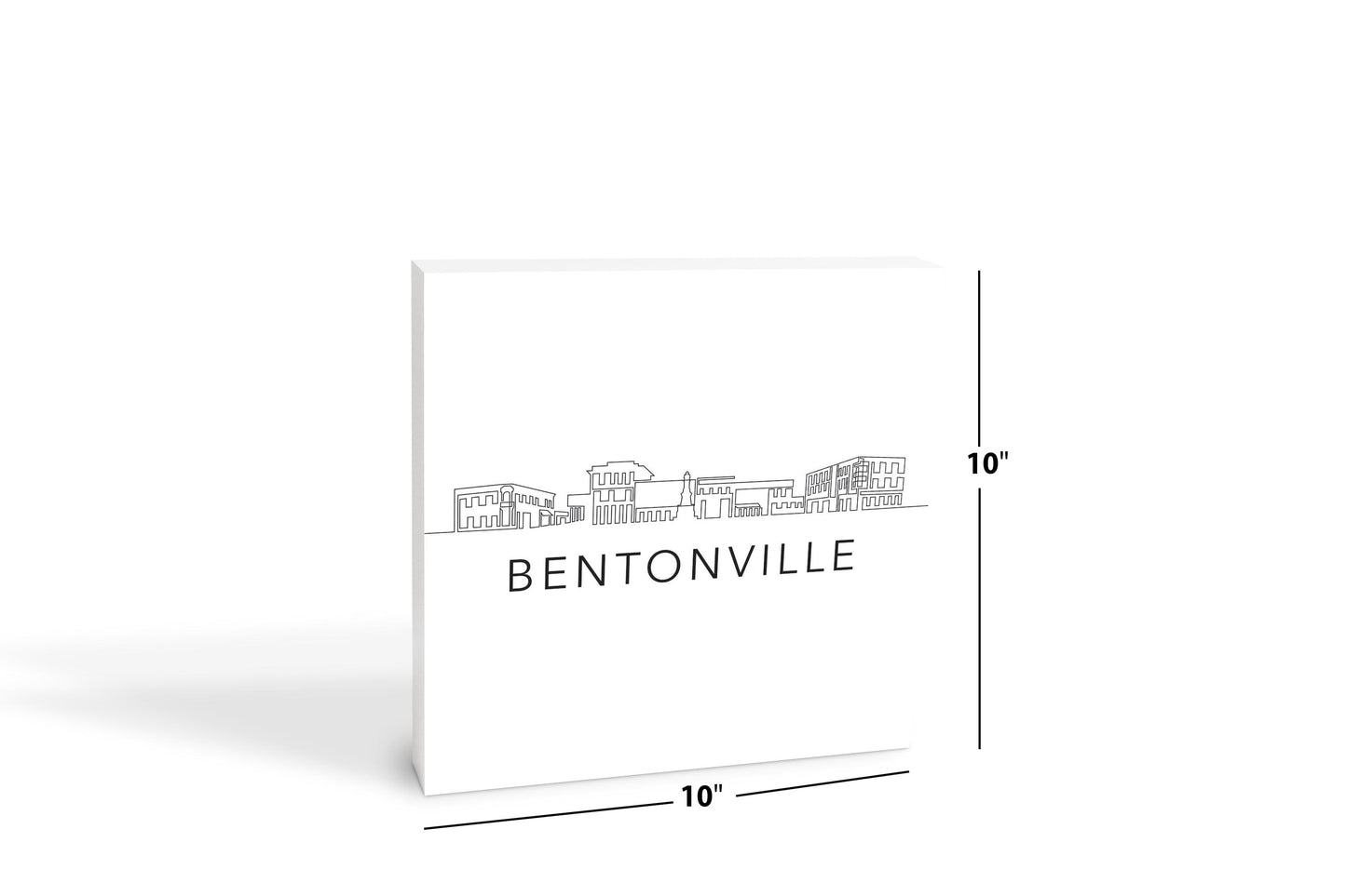 Minimalist B&W Arkansas Bentonville Skyline | Wood Block | Eaches | Min 2