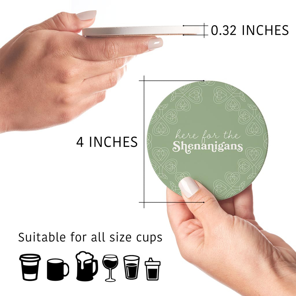 Sage Green Shamrock Funny Sayings| Absorbent Coasters | Set of 4 | Min 2