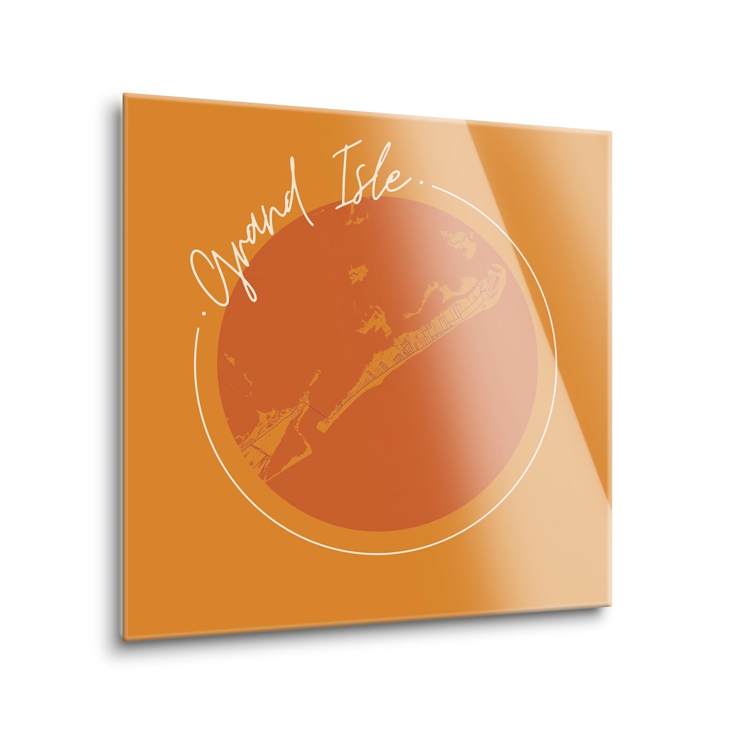 Louisiana Colorful Grand Isle Circle Map | Hi-Def Glass Art | Eaches | Min 2