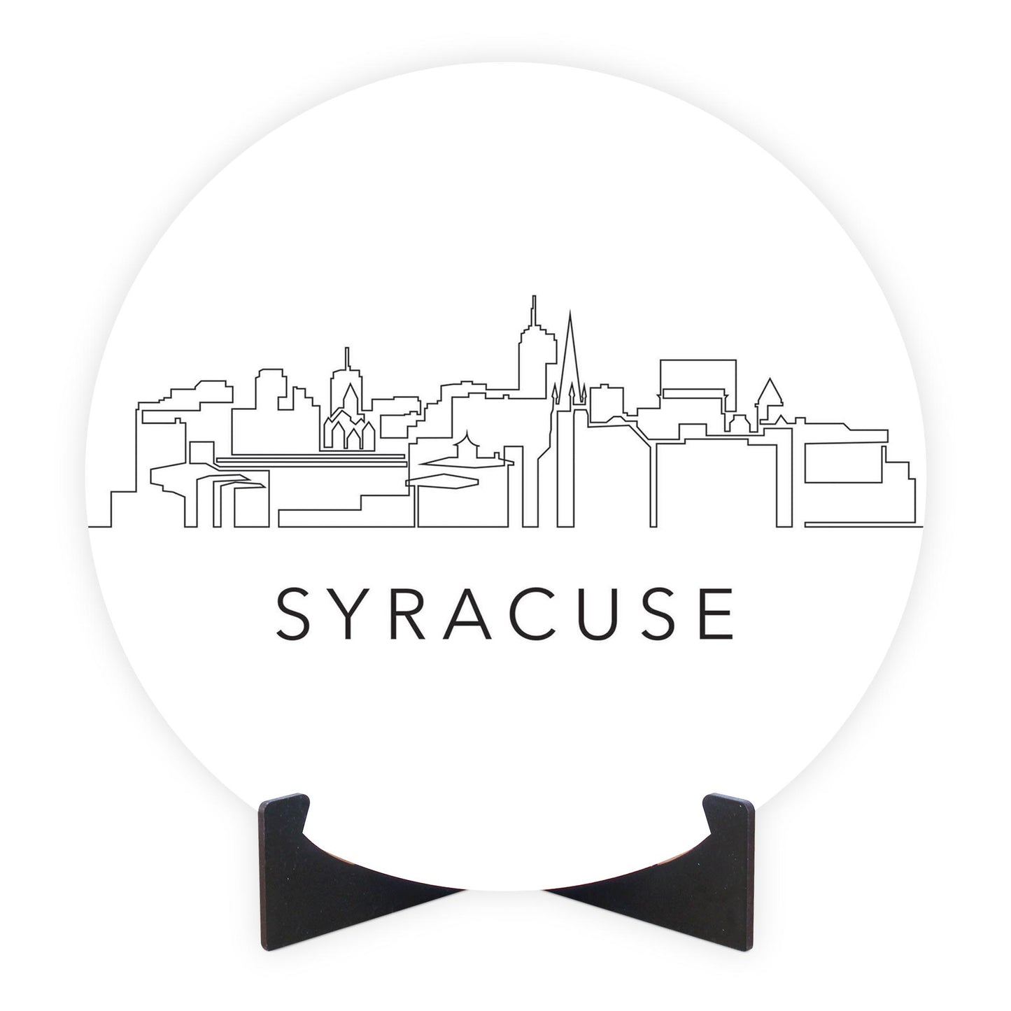 Minimalistic B&W New York Syracuse Skyline | Wood Sign | Eaches | Min 1