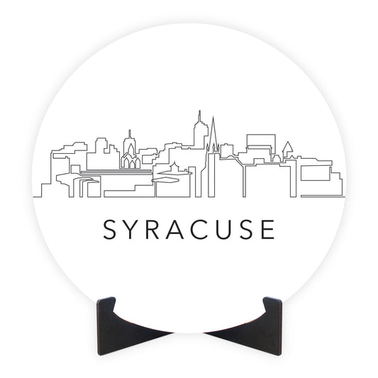 Minimalistic B&W New York Syracuse Skyline | Wood Sign | Eaches | Min 1