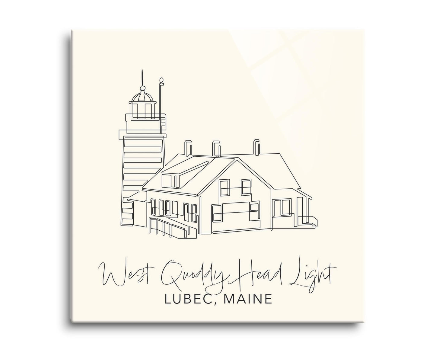 Cream West Quoddy Head Light | Hi-Def Glass Art | Eaches | Min 2