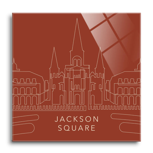 Modern Minimalist Louisiana Jackson Square Line Drawing | Hi-Def Glass Art | Eaches | Min 1