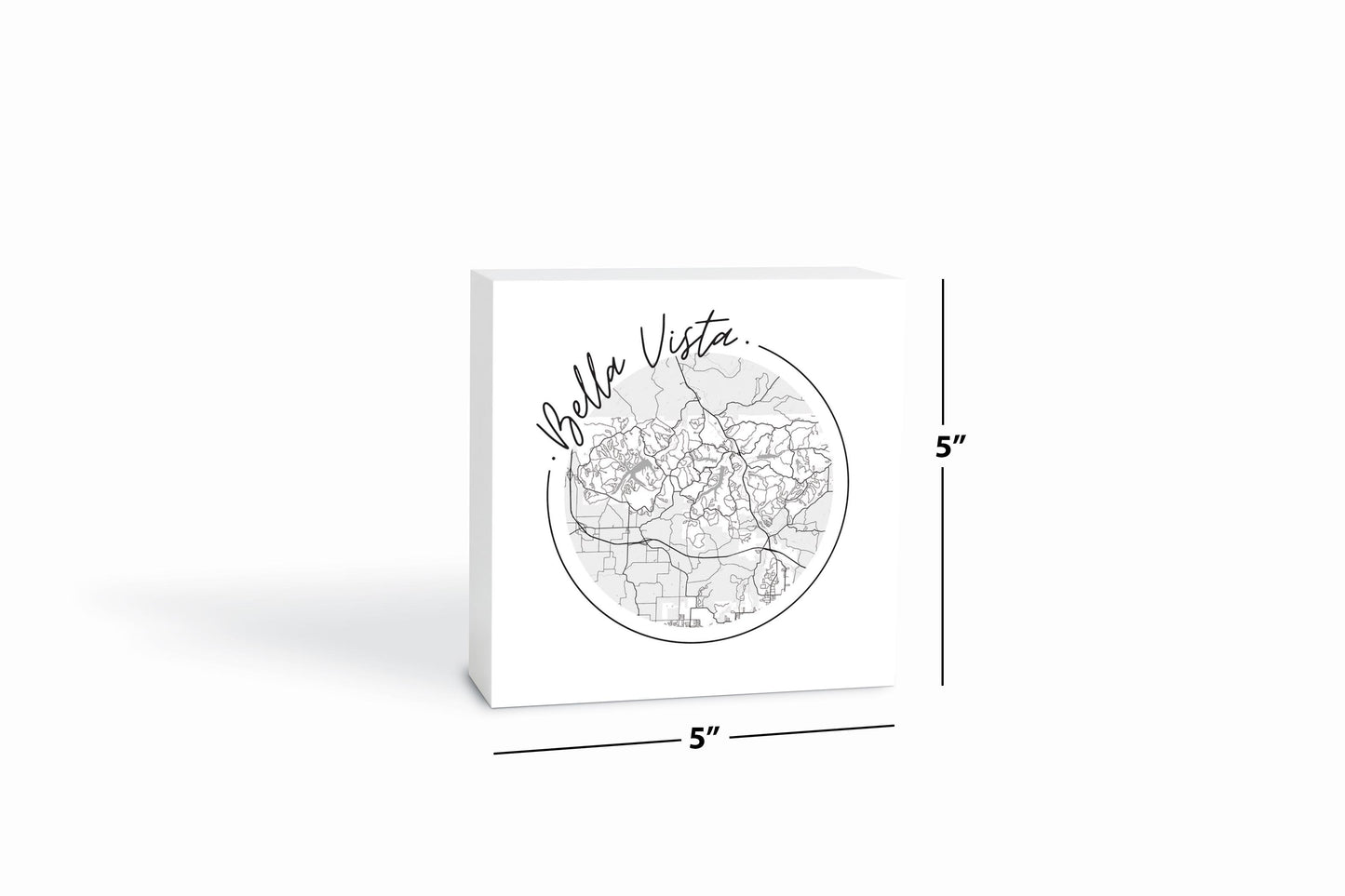 Minimalist B&W Arkansas Bella Vista Circle Map | Wood Block | Eaches | Min 4