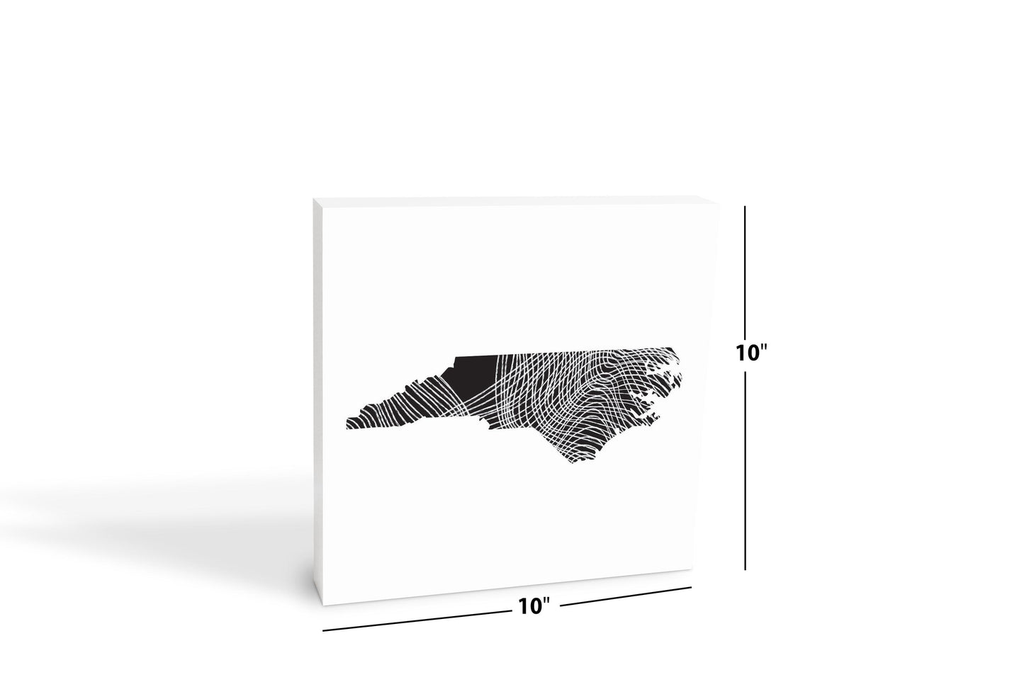 Minimalistic B&W North Carolina State Black With Fluid Lines | Wood Block | Eaches | Min 2