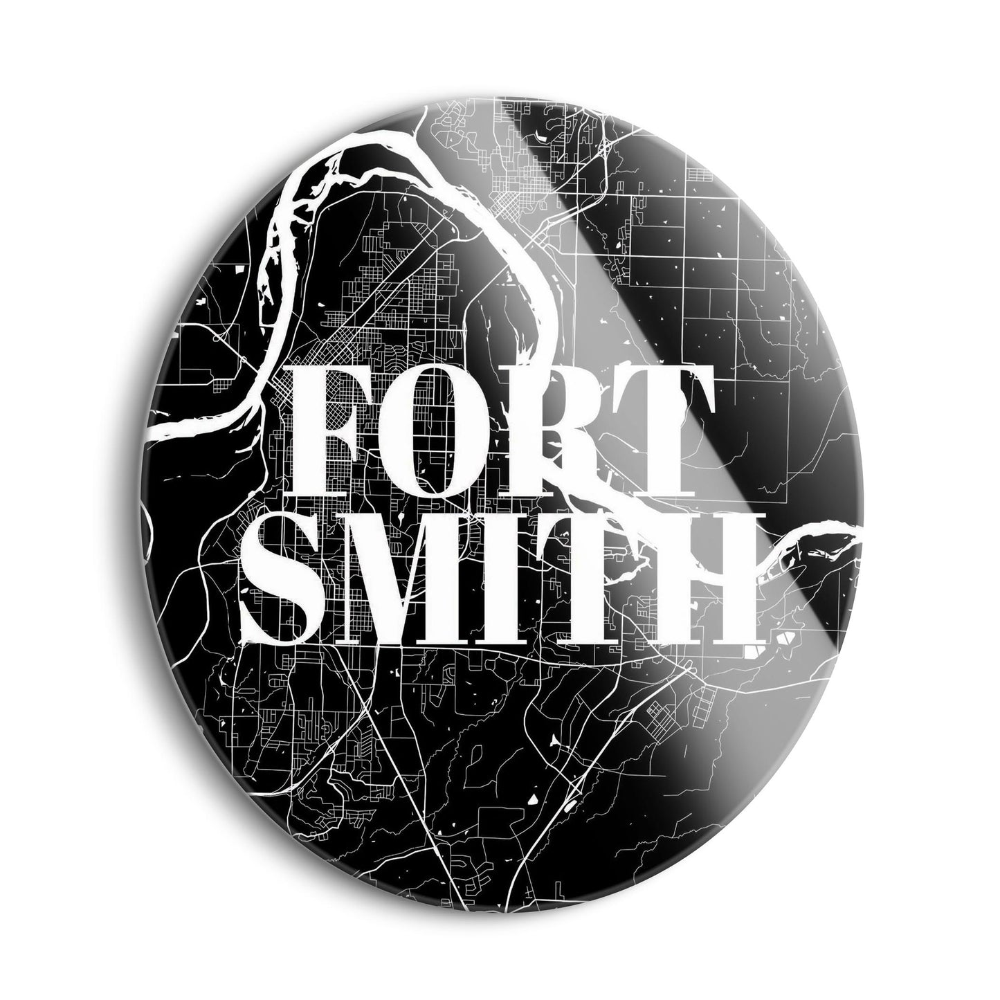 B&W Minimalist Arkansas Fort Smith Map | Hi-Def Glass Art | Eaches | Min 1