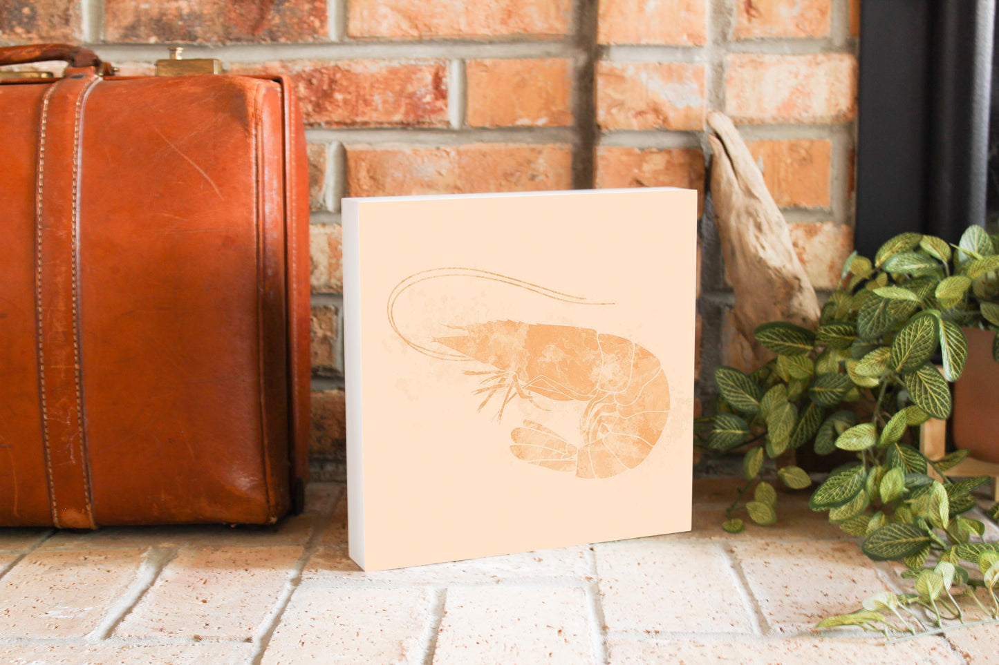 Louisiana Colorful Water Color Shrimp | Wood Block | Eaches | Min 2