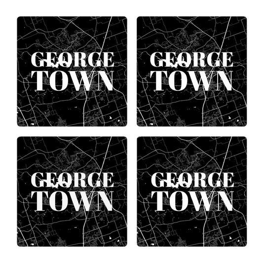 Minimalistic B&W Texas Georgetown Map| Absorbent Coasters | Set of 4 | Min 2