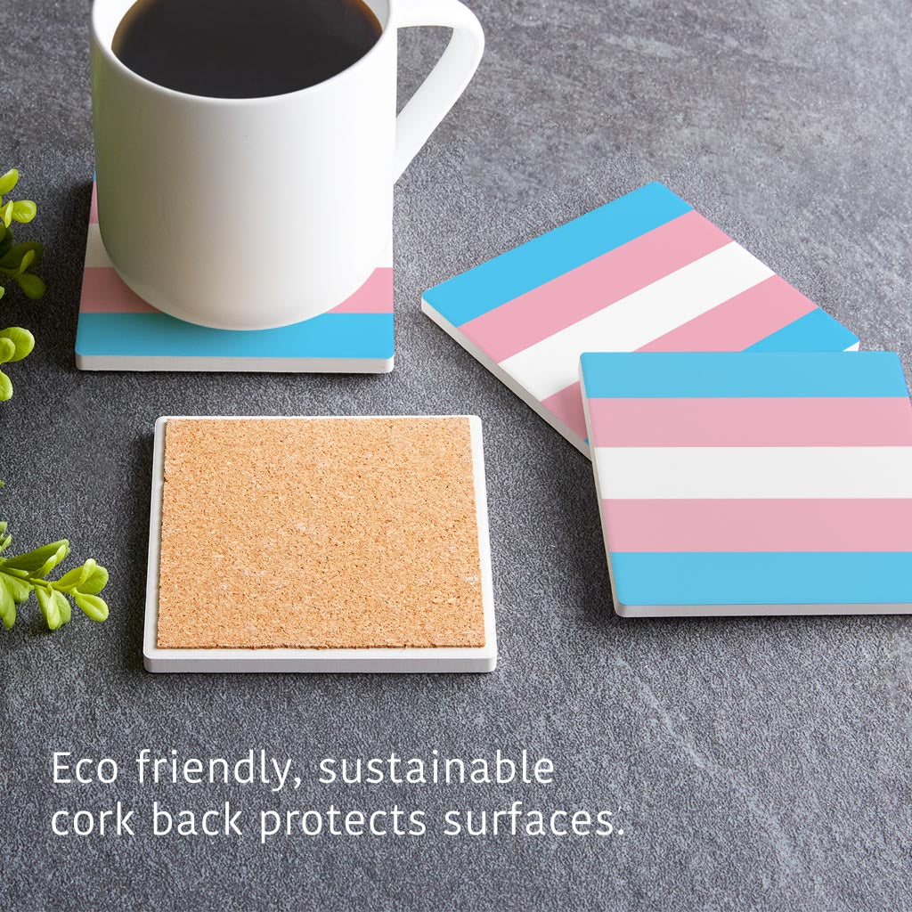 Transgender Pride Flag Colors | Absorbent Coasters | Set of 4 | Min 2