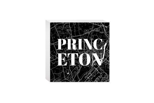 Minimalistic B&W New Jersey Princeton Map | Wood Block | Eaches | Min 4