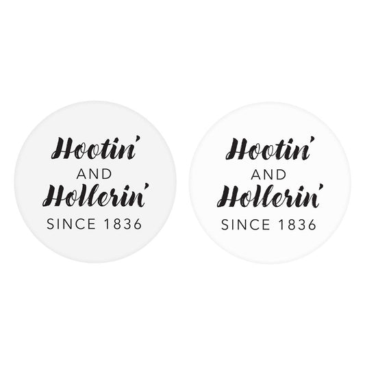 B&W Minimalist Arkansas Hootin Hollerin | Absorbent Car Coasters | Set of 2 | Min 4