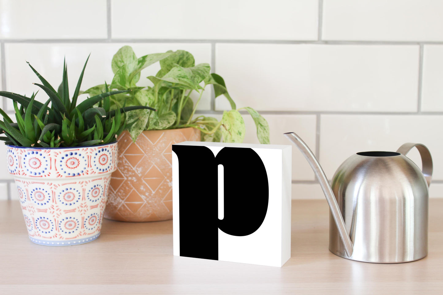 Fun Chunky Monogram P | Wood Block | Eaches | Min 4