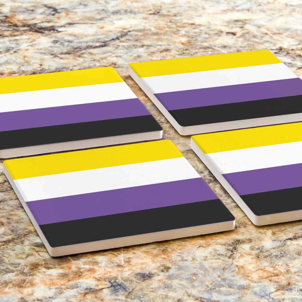Nonbinary Pride Flag Colors| Absorbent Coasters | Set of 4 | Min 2