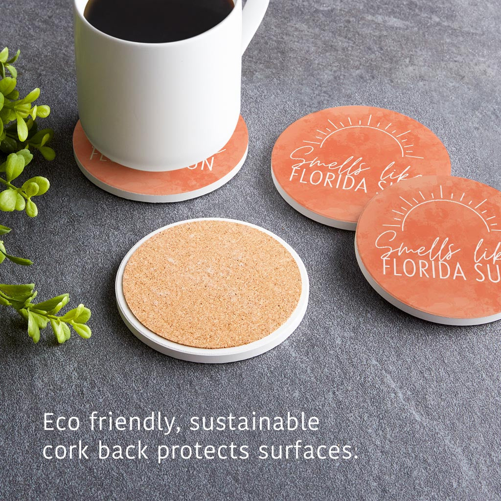 Smells Like Florida Sun Pink | Absorbent Coasters | Set of 4 | Min 2