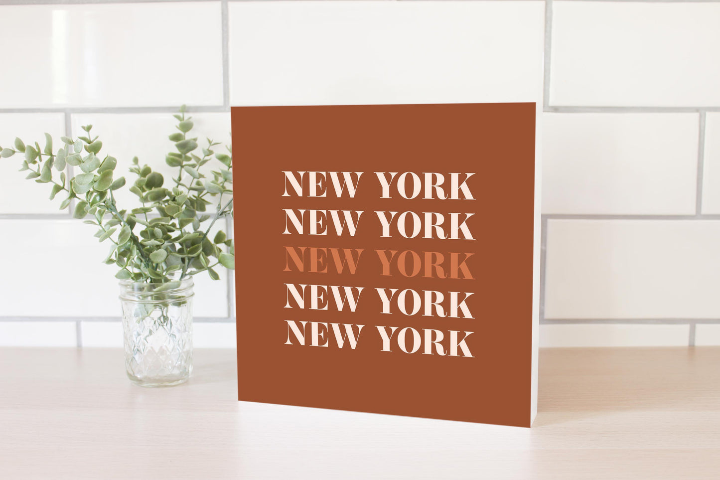 Modern Minimalist New York Repeated Dark | Wood Block | Eaches | Min 2