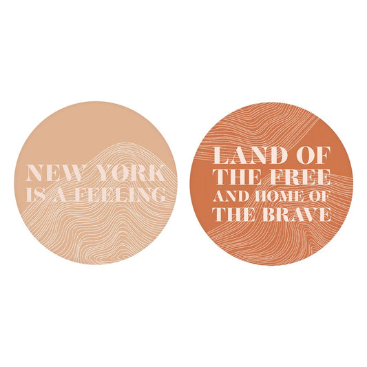 Modern Minimalist New York Quips | Absorbent Car Coasters | Set of 2 | Min 4