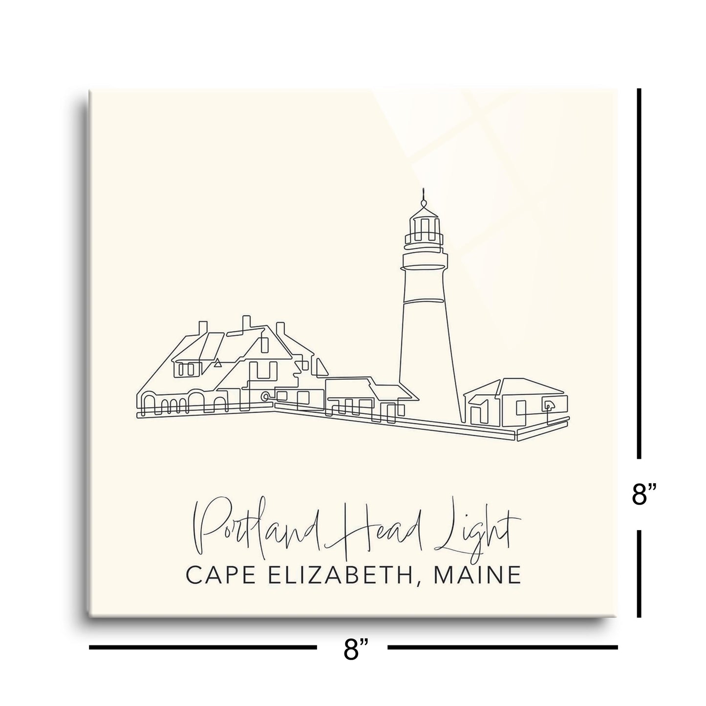 Cream Portland Head Light | Hi-Def Glass Art | Eaches | Min 2