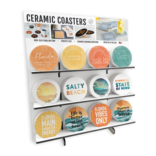 Florida 1 Theme Circle Ceramic Coaster Loaded Display POP Min of 1