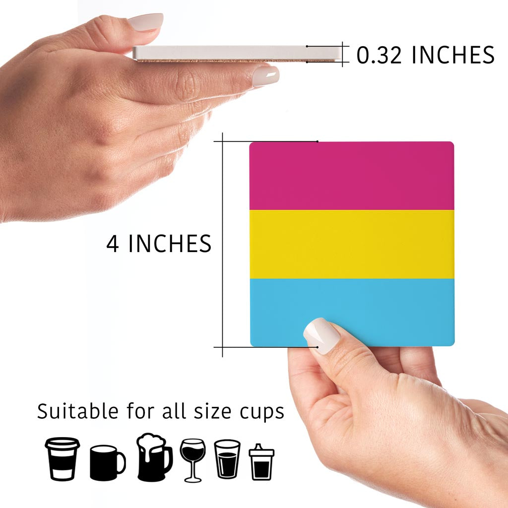 Pansexual Pride Flag Colors | Absorbent Coasters | Set of 4 | Min 2