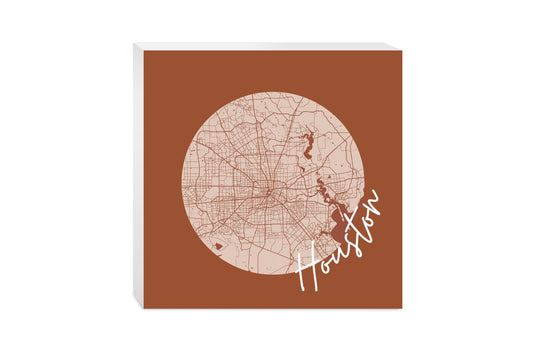 Modern Minimalist Houston Texas Map | Wood Block | Eaches | Min 2