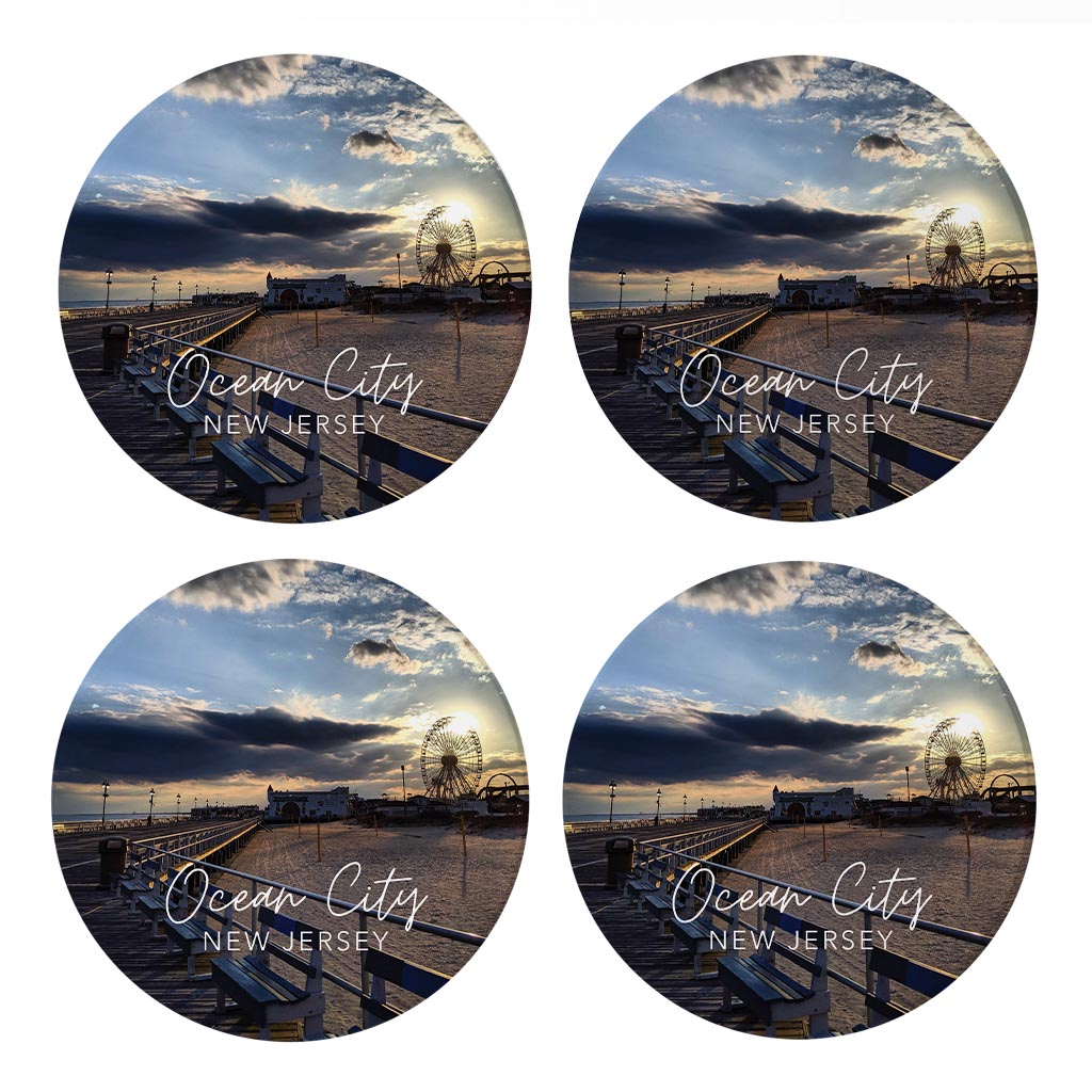 OCNJ Photo With Text | Absorbent Coasters | Set of 4 | Min 2
