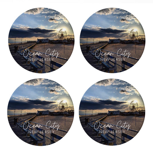 OCNJ Photo With Text | Absorbent Coasters | Set of 4 | Min 2