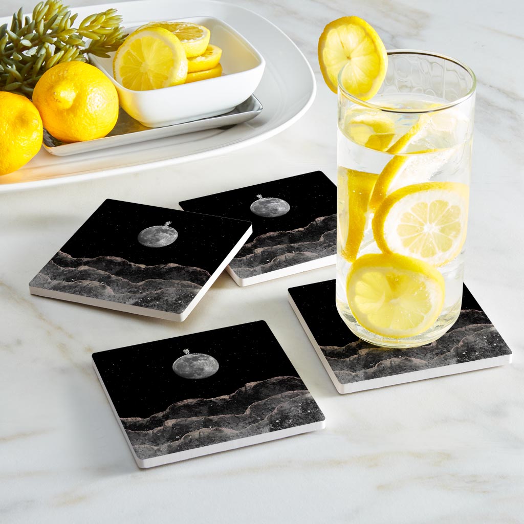 Tiny Moon Man | Absorbent Coasters | Set of 4 | Min 2