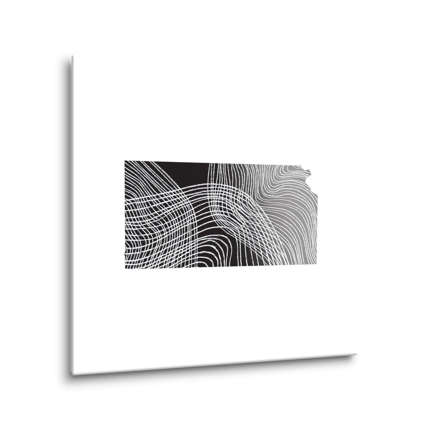 Minimalist B&W Kansas State Shape | Hi-Def Glass Art | Eaches | Min 1