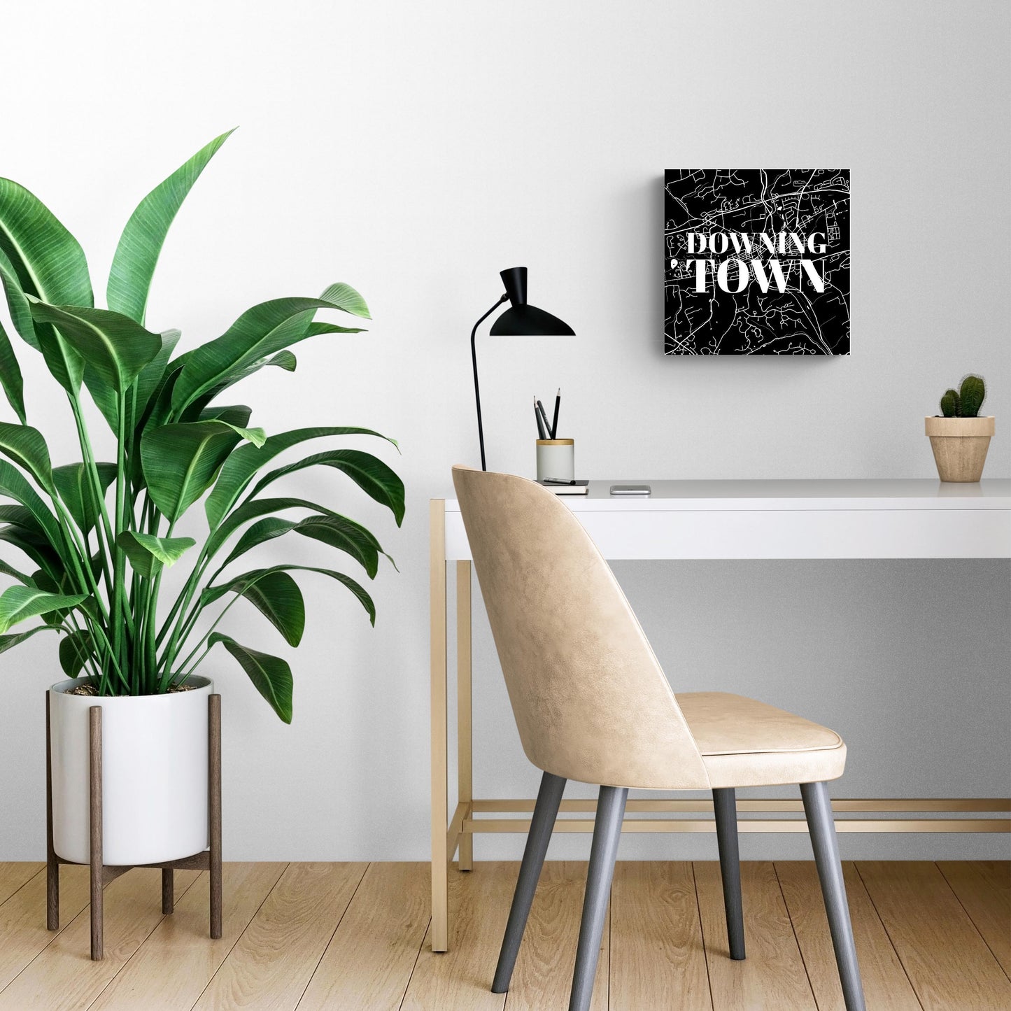 Minimalistic B&W Pennsylvania Downingtown Map | Wood Sign | Eaches | Min 2