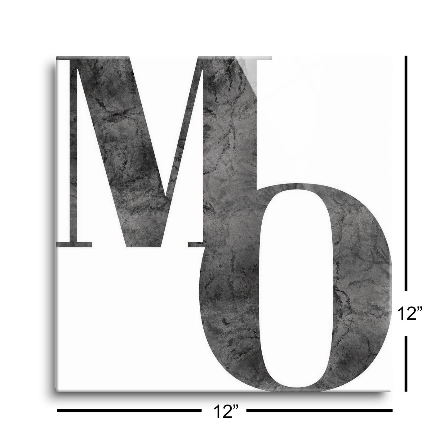 Minimalist B&W Missouri White Initials | Hi-Def Glass Art | Eaches | Min 1