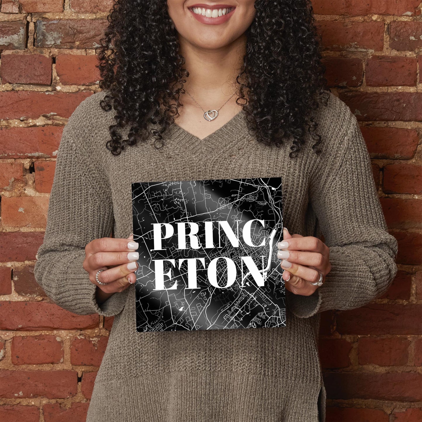 Minimalistic B&W New Jersey Princeton Map | Hi-Def Glass Art | Eaches | Min 2