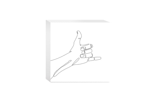 Hang 10 Hand Sign Line Drawing| Wood Block | Eaches | Min 4
