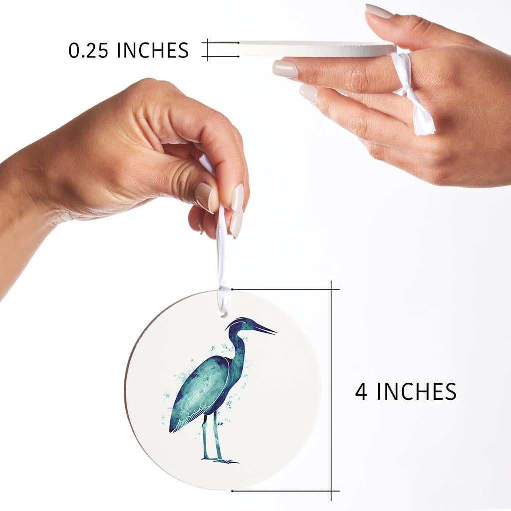 East Coast Water Color Heron | Wood Ornament | Eaches | Min 6