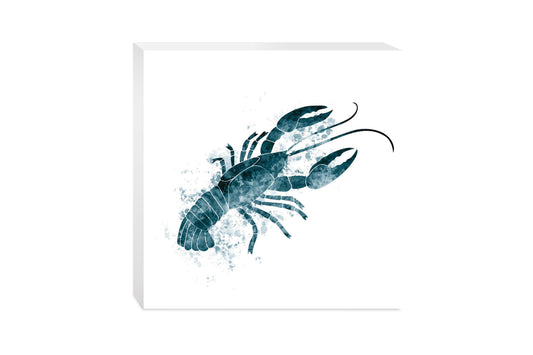 Blue White Water Color Crawfish | Wood Block | Eaches | Min 2