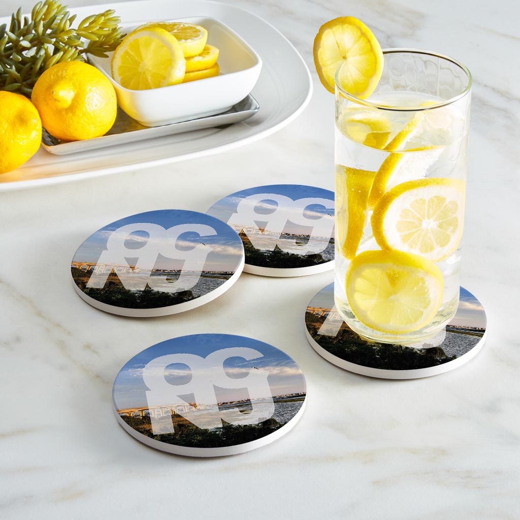 OCNJ Photo With Text | Absorbent Coasters | Set of 4 | Min 2