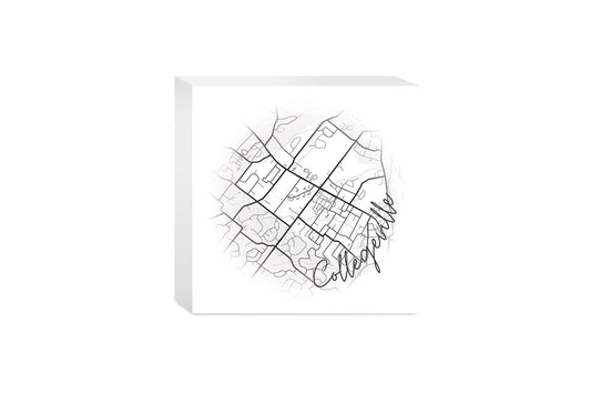 Minimalistic B&W Pennsylvania Collegeville Circle Map | Wood Block | Eaches | Min 4