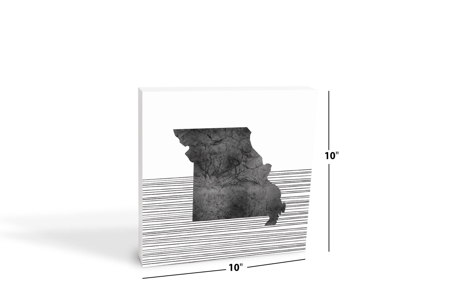 Minimalist B&W Missouri State With Straight Lines | Wood Block | Eaches | Min 2