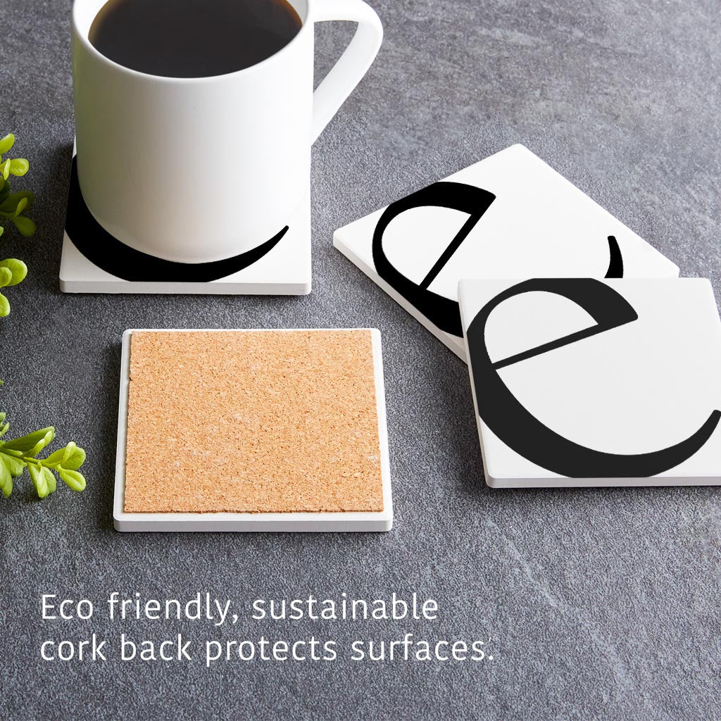 Minimal Monogram E | Absorbent Coasters | Set of 4 | Min 2