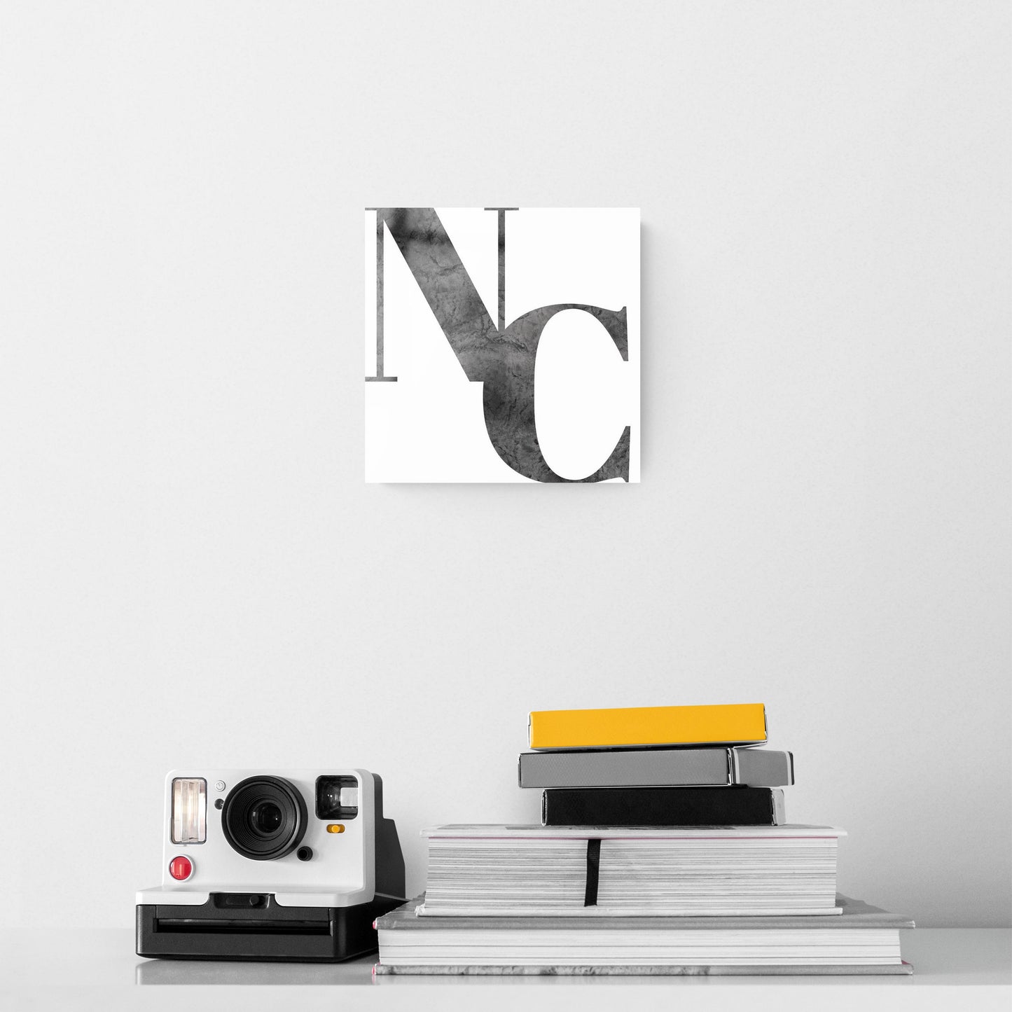 Minimalistic B&W North Carolina White Initials | Hi-Def Glass Art | Eaches | Min 2